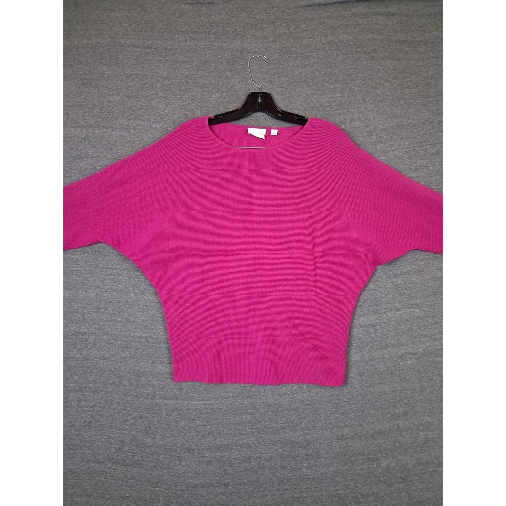 Cyrus Womens Sweater Small Pink Waffle Knit Batwing Dolman Barbiecore Dopamine